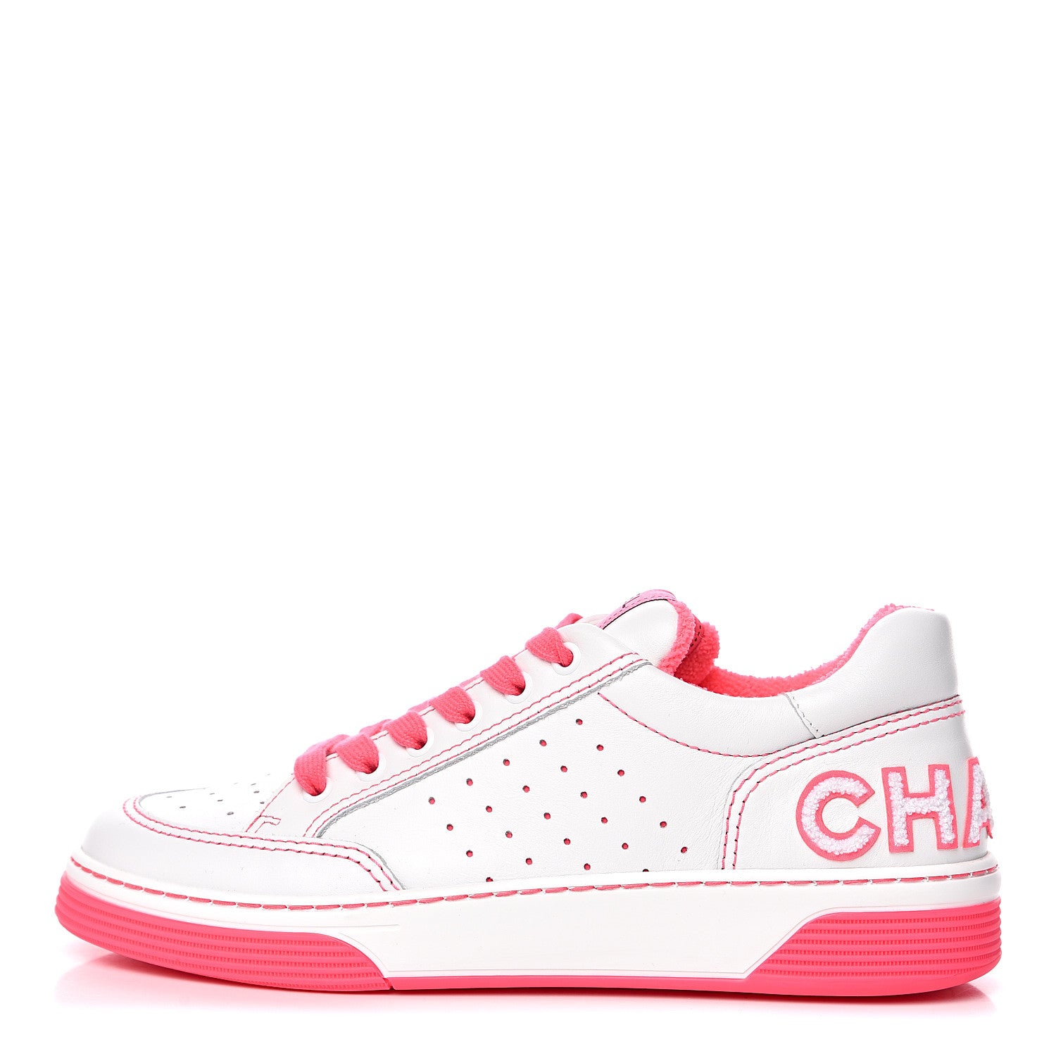 Chanel Calfskin Womens Logo Sneakers 39 Fuchsia White 1 of 8