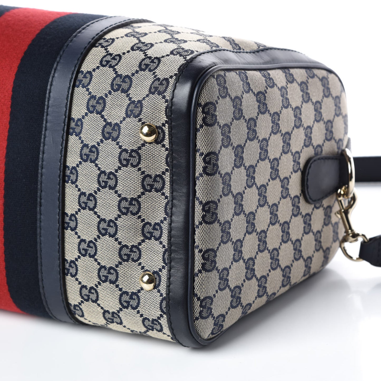 Monogram Selleria Calfskin Vintage Web Medium Boston Beige Blue