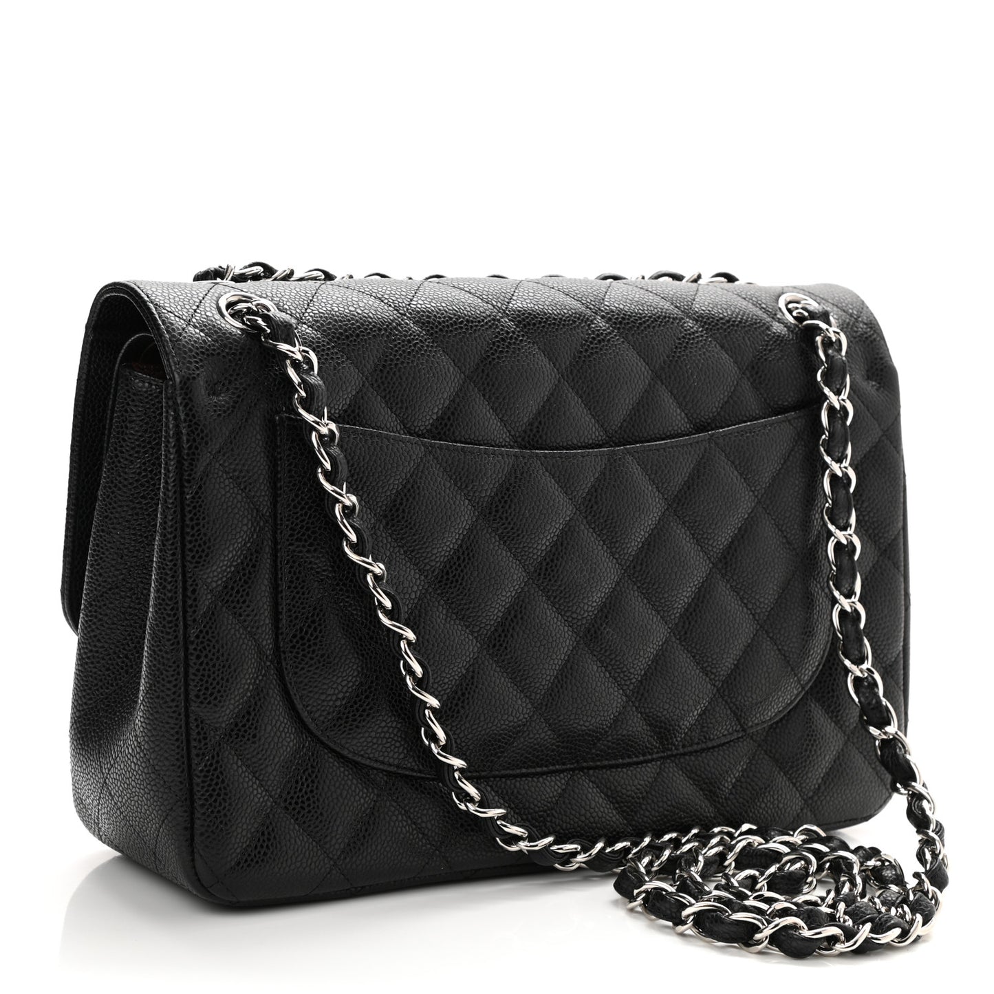 Caviar Quilted Jumbo Double Flap Black