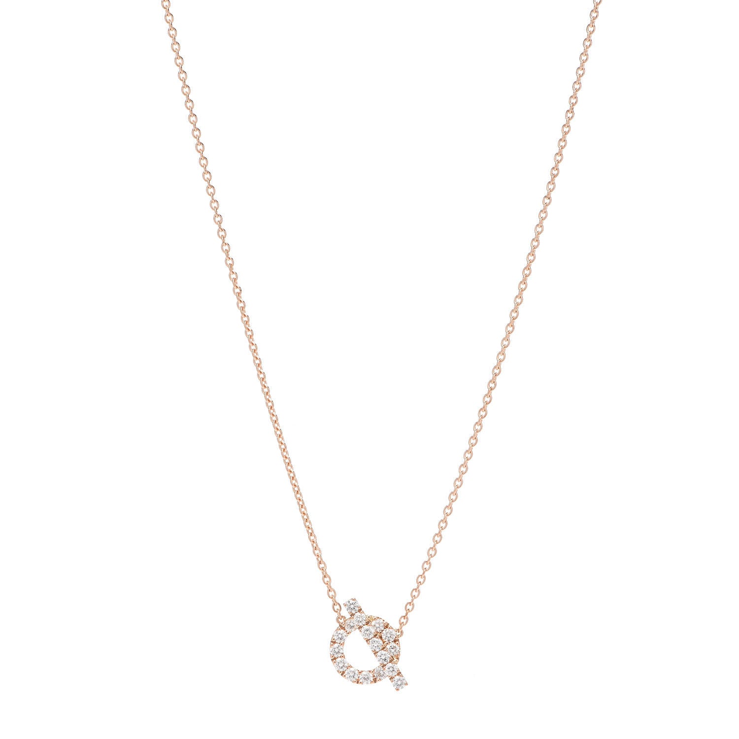 Hermes 18K Rose Gold Diamond Finesse Pendant Necklace 1 of 5