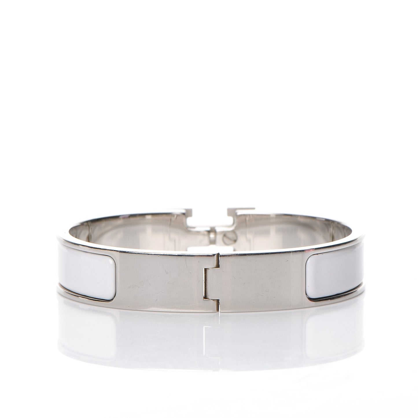 Enamel Narrow Clic Clac H Bracelet PM White