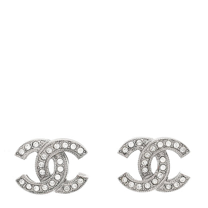 Chanel Crystal Mini Timeless CC Earrings Silver 1 of 5