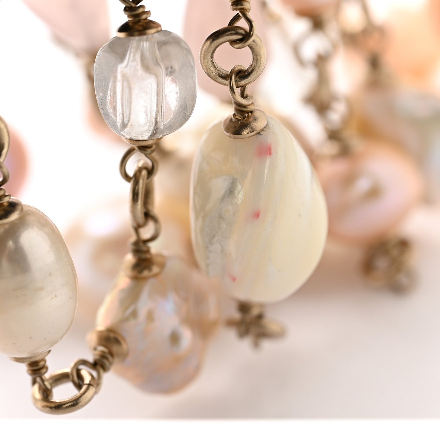 Pearl Bead CC Multi Strand Bracelet Gold Pink