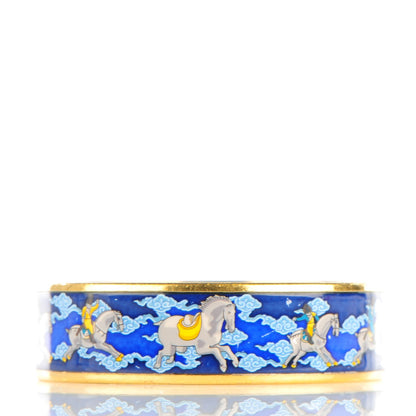 Hermes Enamel Printed Horse Riding Motif Wide Bracelet 65 1 of 5