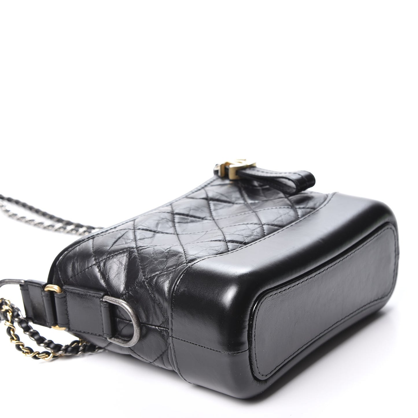 Aged Calfskin Quilted Small Gabrielle Hobo Black