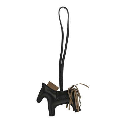Hermes Milo Lambskin Grigri Rodeo Horse Bag Charm PM Black Etoupe 1 of 4