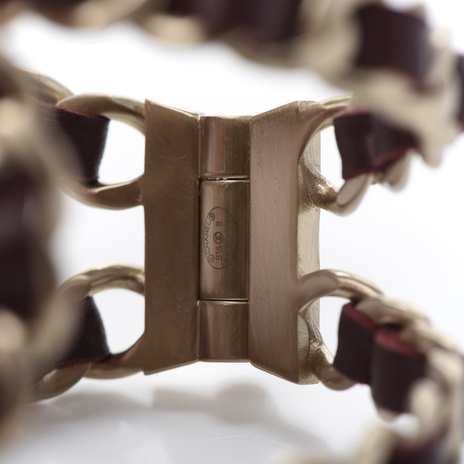 Chanel Lambskin Chain CC Cuff Burgundy 4 of 5