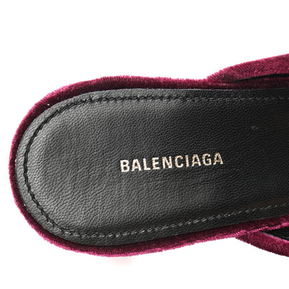 Balenciaga Stretch Velvet Pointed Toe BB 40mm Mules 37 Rouge Prune 7 of 9