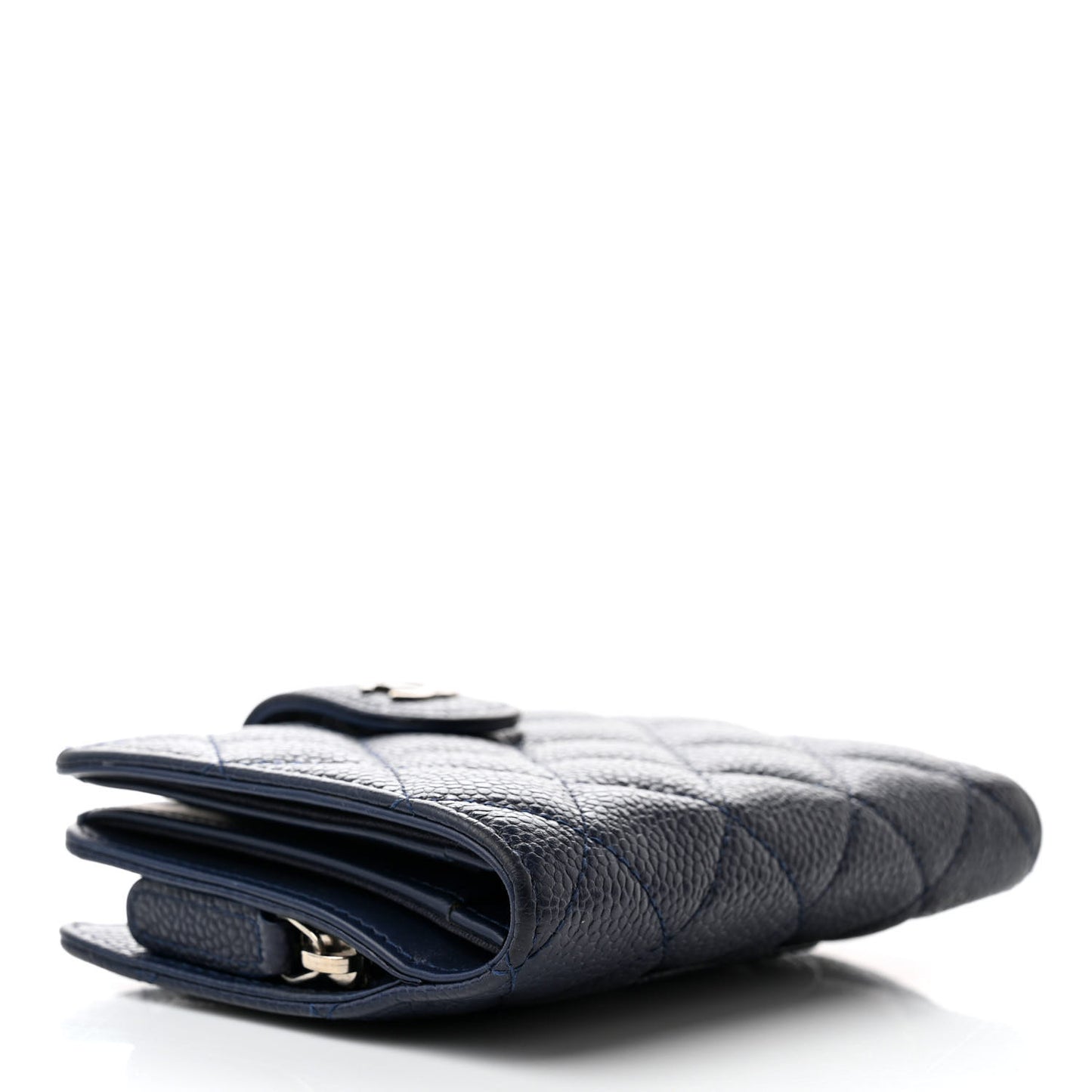 Caviar Quilted CC French Wallet Navy