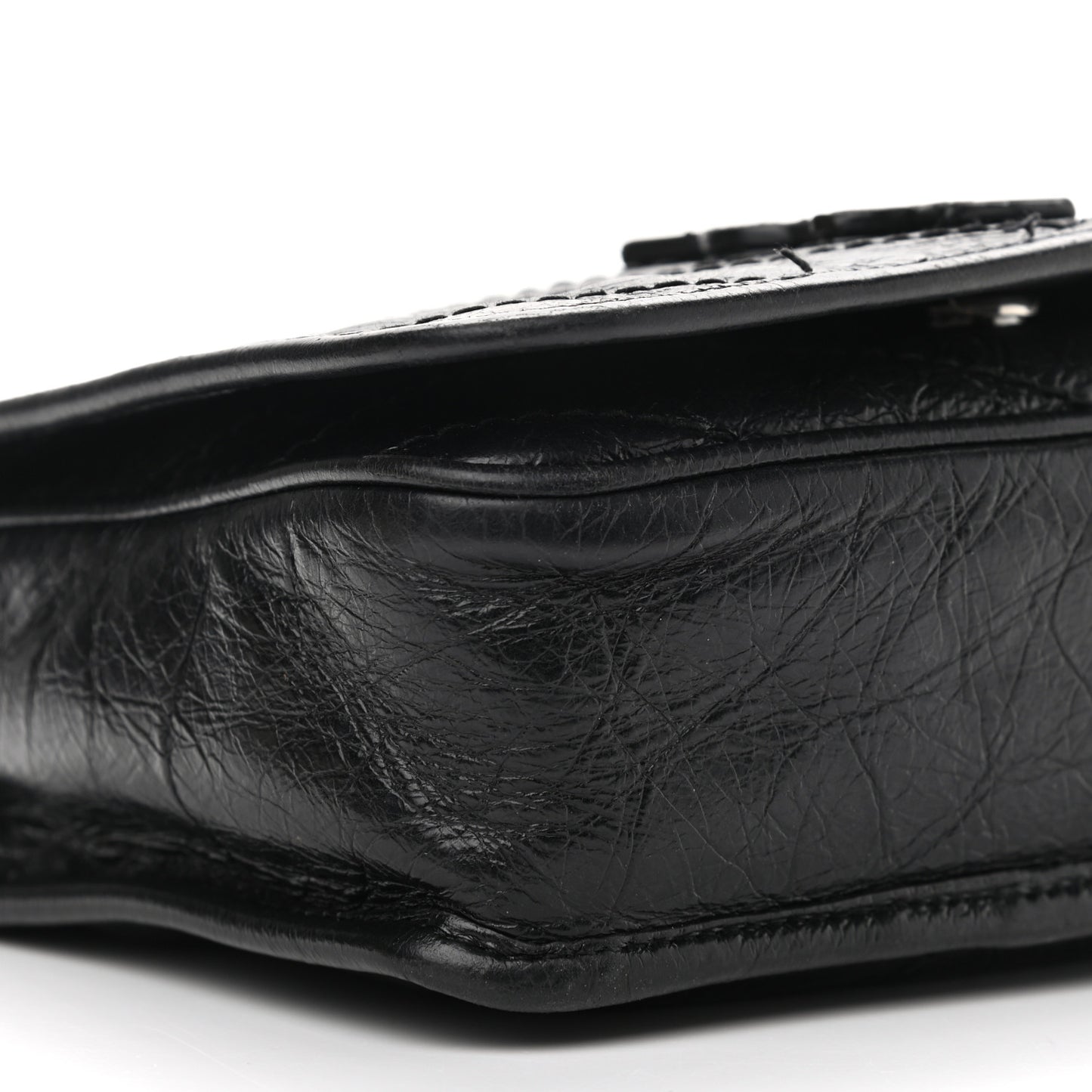 Crinkled Calfskin Matelasse Monogram Niki Chain Wallet Black