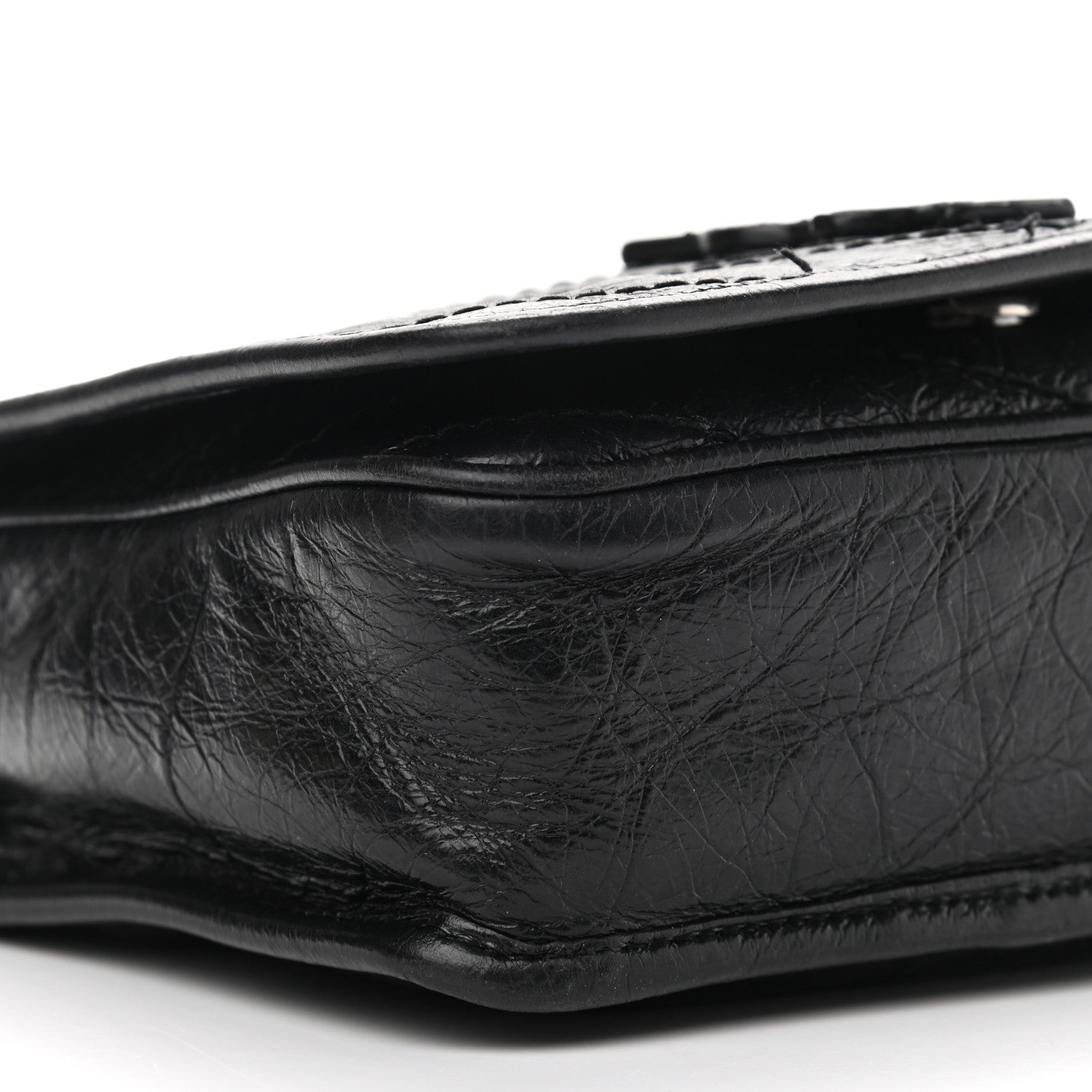 Saint Laurent Crinkled Calfskin Matelasse Monogram Niki Chain Wallet Black 11 of 12