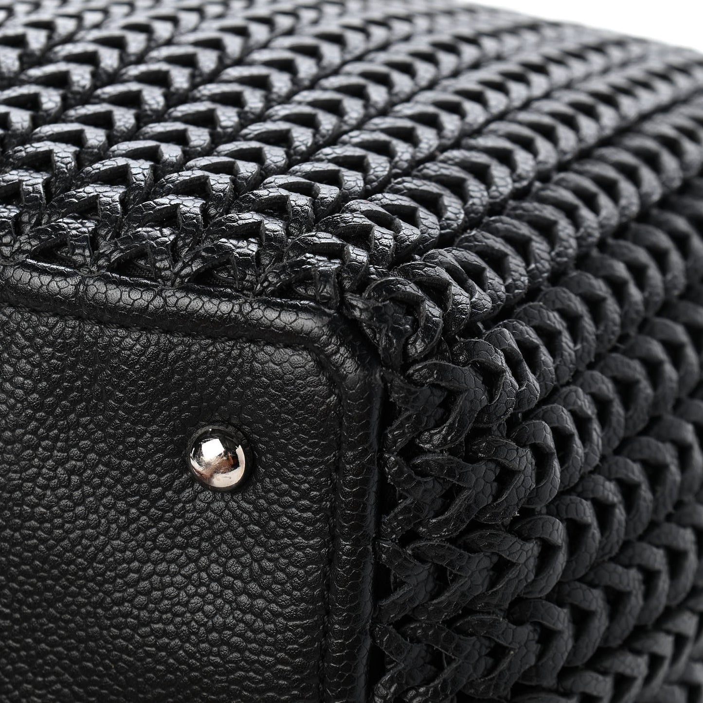Calfskin Braided CC Tote Black