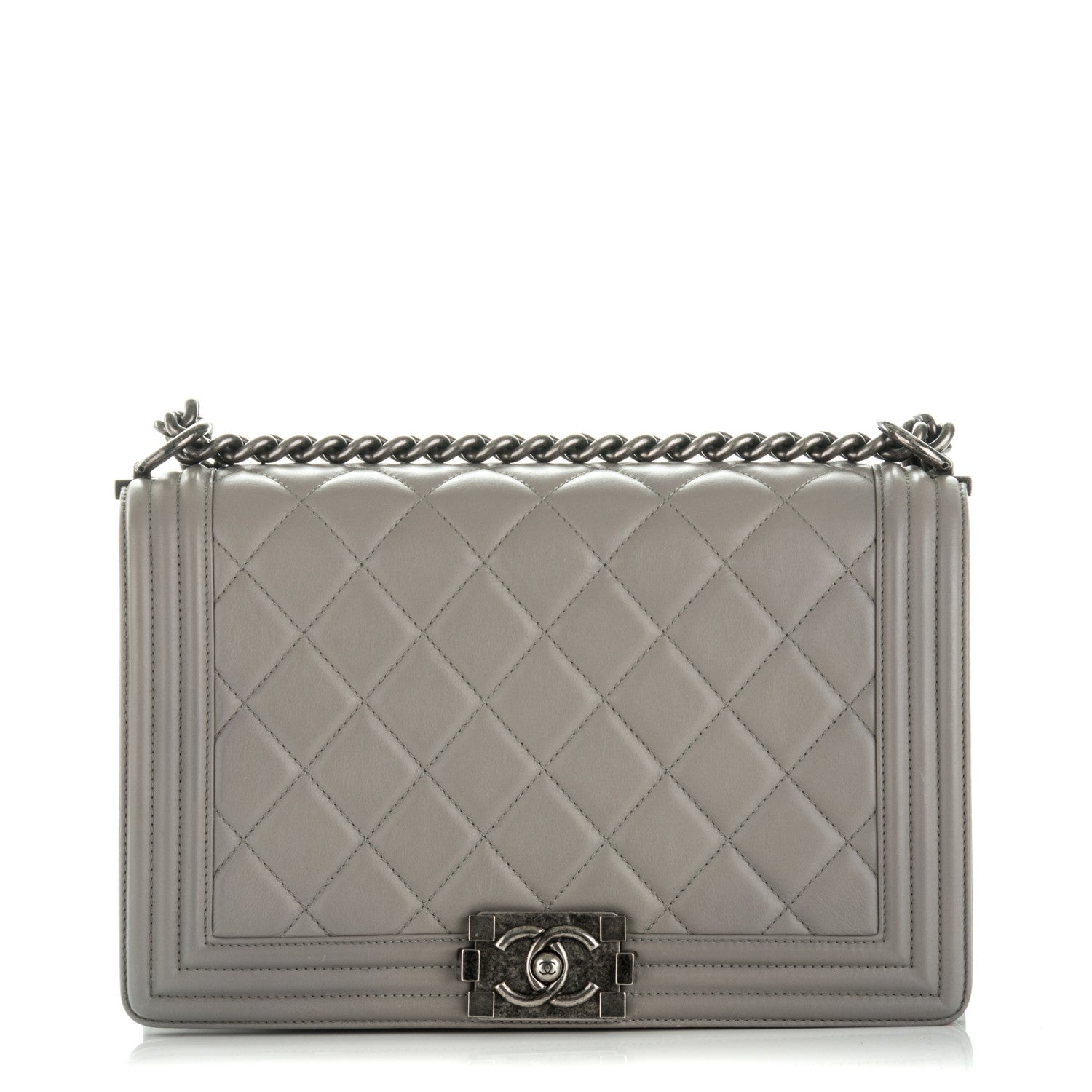 Chanel Calfskin Quilted New Medium Boy Grey 1 of 9