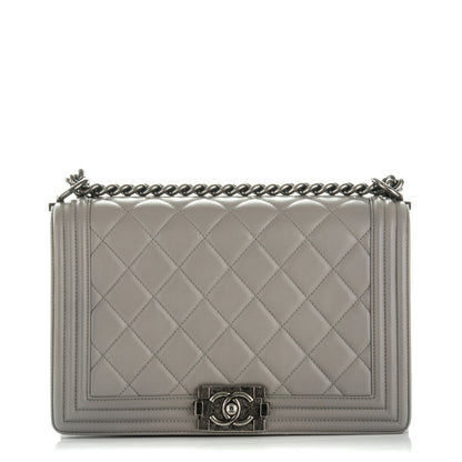Chanel Calfskin Quilted New Medium Boy Grey 1 of 9