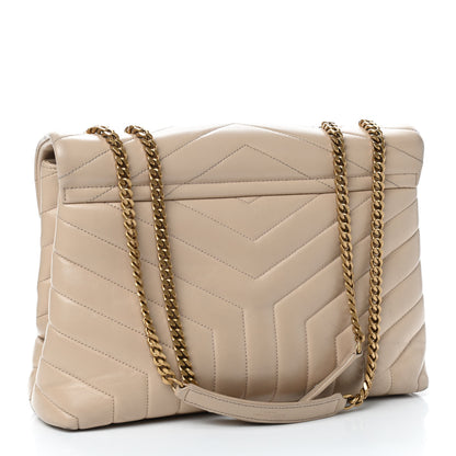 Saint Laurent Calfskin Y Quilted Monogram Medium Loulou Chain Satchel Nude Powder 3 of 14