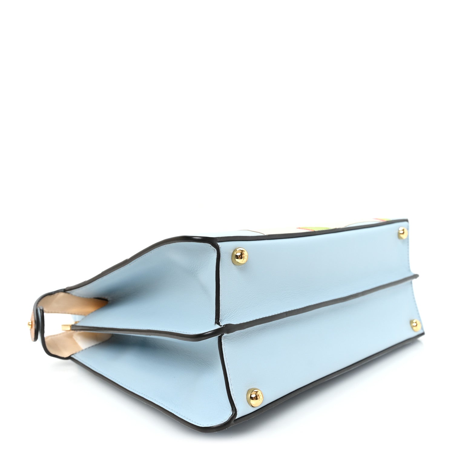 Fendi Vitello Seta Nappa Bi-Color Rainbow Girl Inlay Medium Peekaboo I SEE U Satchel Azzurro Baby Multicolor 4 of 11