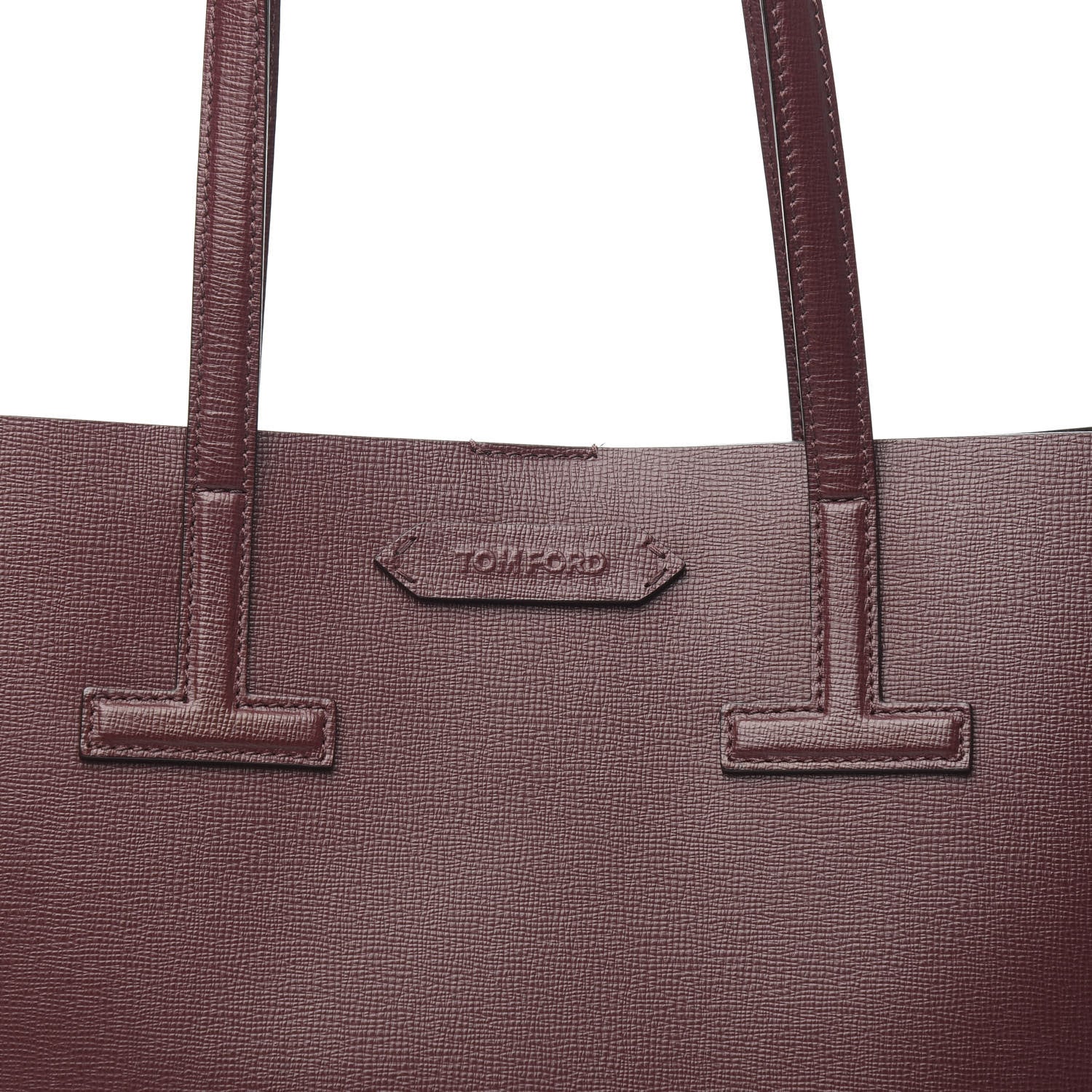 Tom Ford Grained Calfskin Small T Tote Bordeaux 9 of 9