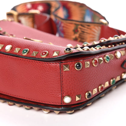 Valentino Garavani Calfskin Enchanted Wonderland Medium Guitar Strap Rockstud Rolling Flap Saddle Bag Rosso Valentino 6 of 12
