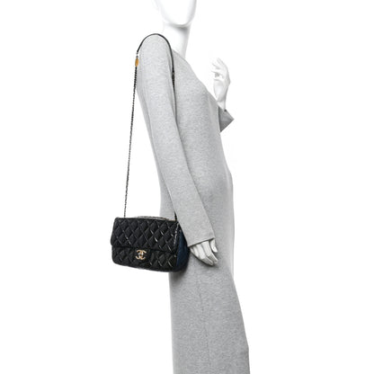 Chanel Patent Goatskin Quilted Medium CC Eyelet Flap Blue 2 of 10