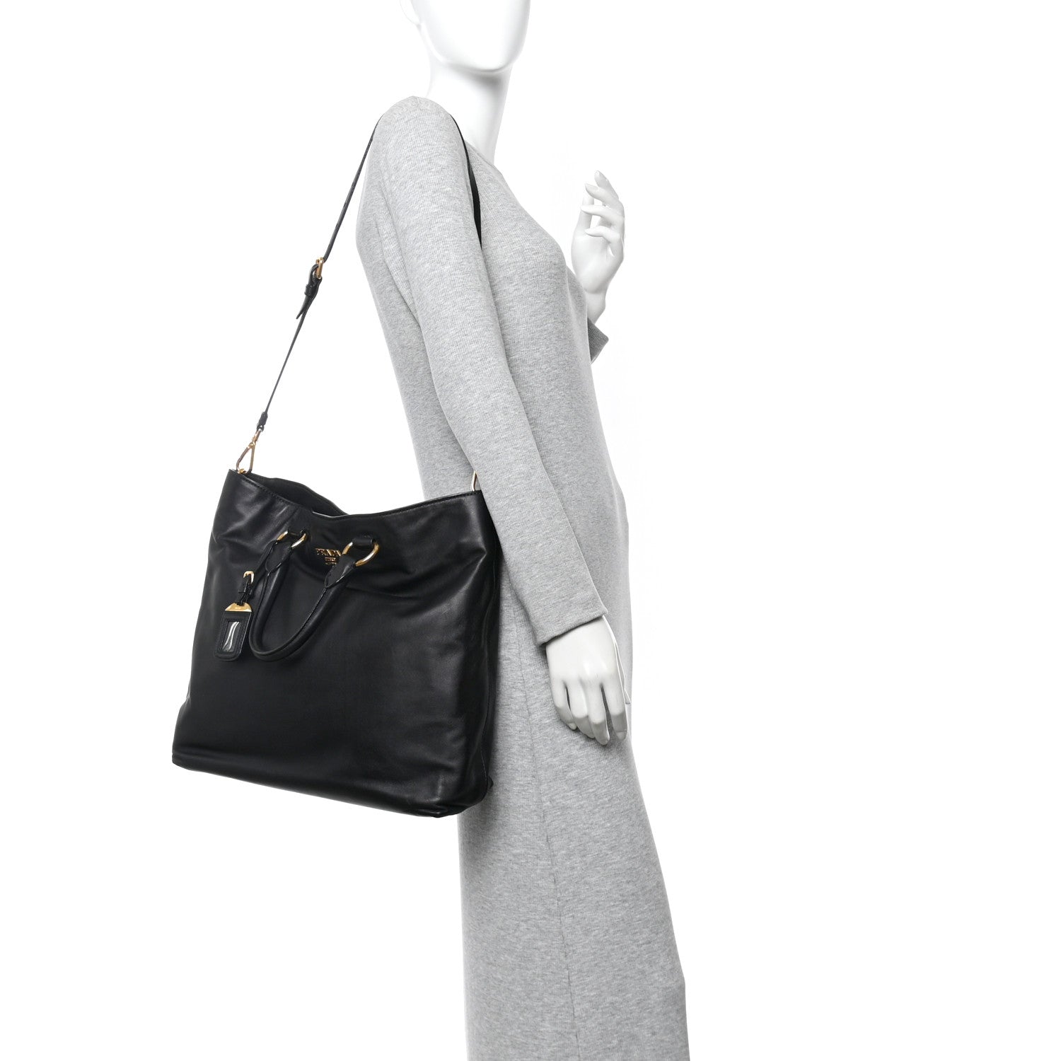 Prada Soft Calf Shopping Tote Black 2 of 10