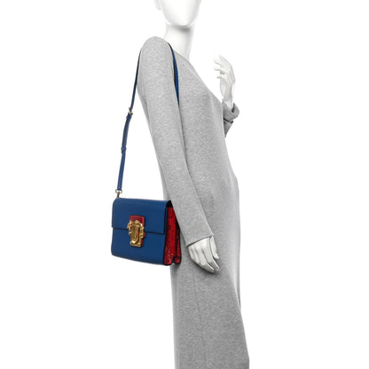 Dolce & Gabbana Calfskin Snakeskin Lucia Shoulder Bag Blue Red 2 of 15