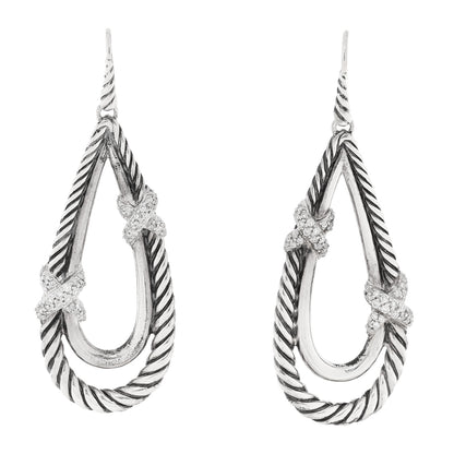 David Yurman Sterling Silver Diamond X Drop Earrings 1 of 4