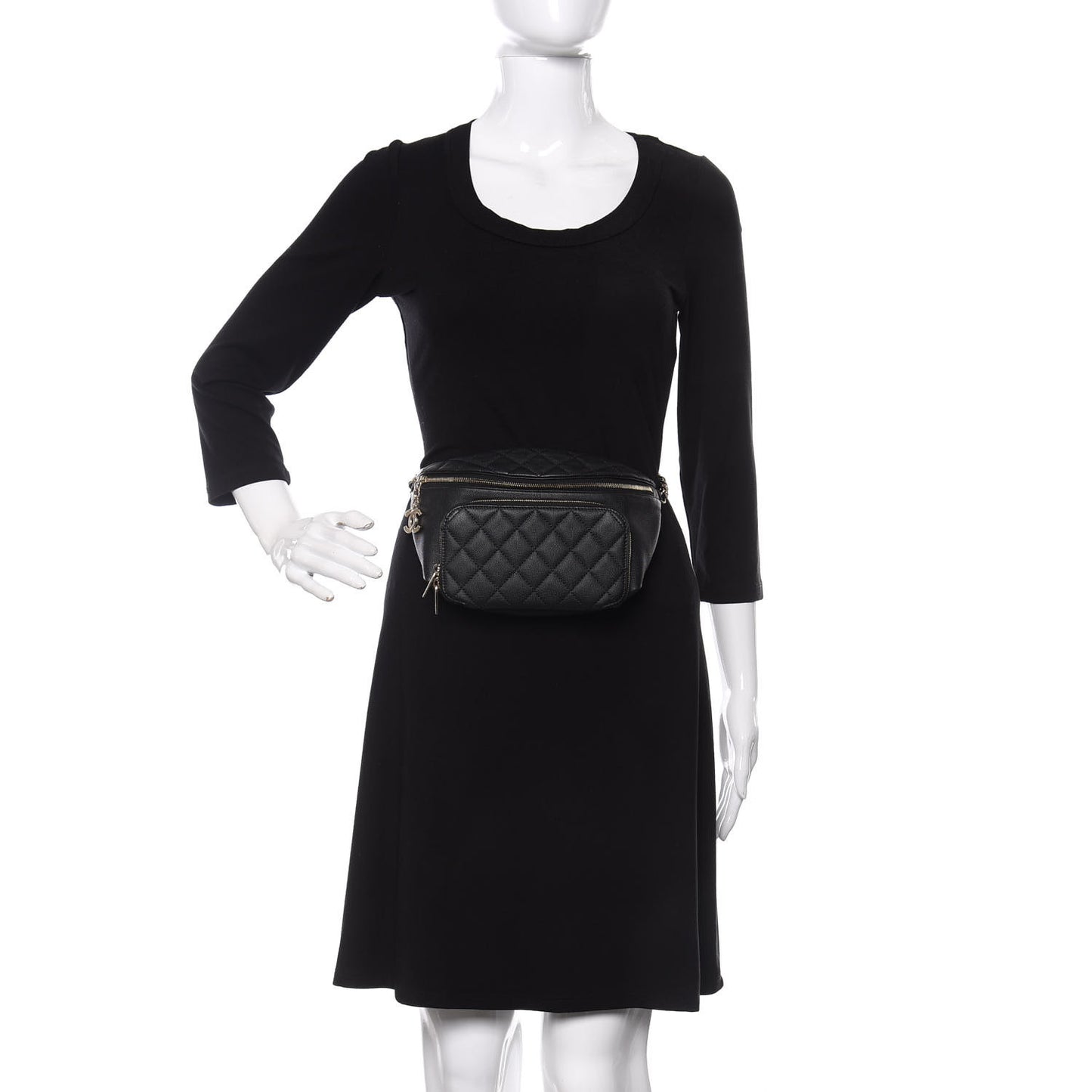 Caviar Quilted Business Affinity Waist Belt Bag Black