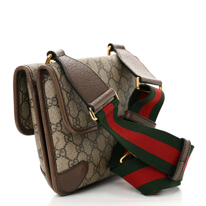 Gucci GG Supreme Monogram Web Small Neo Vintage Double Flap Messenger Bag Beige New Acero 3 of 16