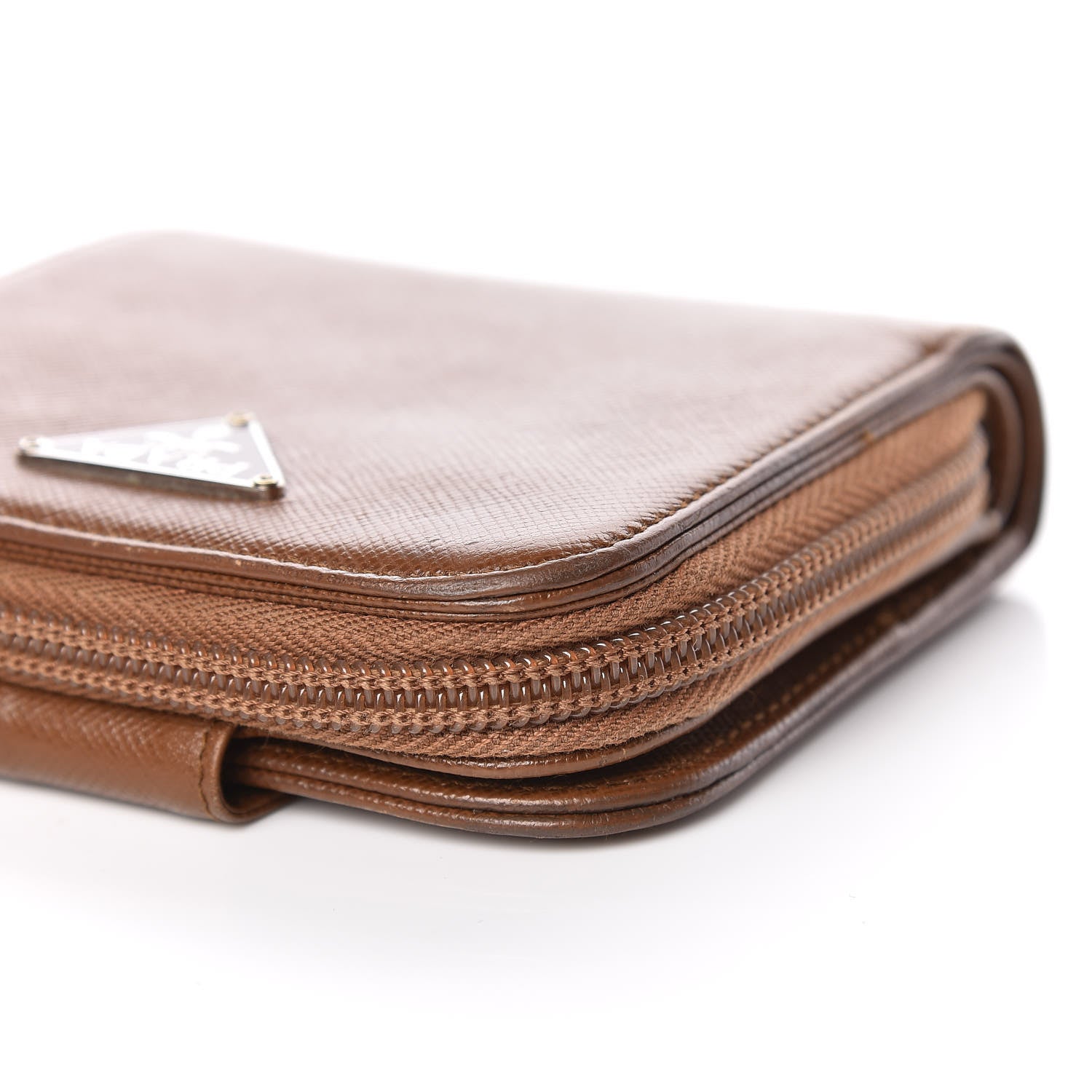 Prada Saffiano Compact Zip Around Wallet Cannella 12 of 15