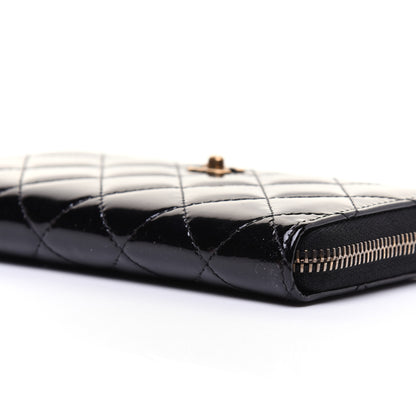 Chanel Patent Quilted Small Zip Around Wallet Black 7 of 12