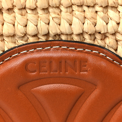Celine Raffia Calfskin Triomphe Drawstring Bucket Natural Tan 6 of 11