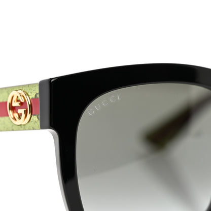 Gucci Acetate Square Frame Web Glitter Sunglasses GG0034S Black Green 8 of 10