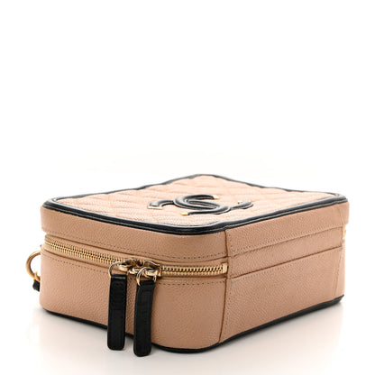 Chanel Caviar Quilted Medium CC Filigree Vanity Case Beige Black 4 of 10