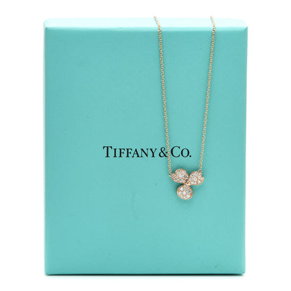 Tiffany 18K Rose Gold Diamond Paper Flowers Pave Pendant Necklace 6 of 6