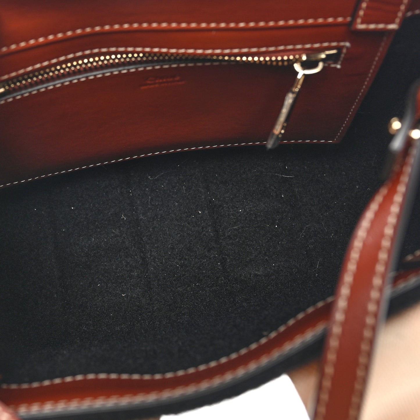 Felt Calfskin Small Woody Ribbon Tote With Strap Black