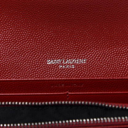 Saint Laurent Grain De Poudre Matelasse Chevron Monogram Flap Wallet Rouge Eros 6 of 6