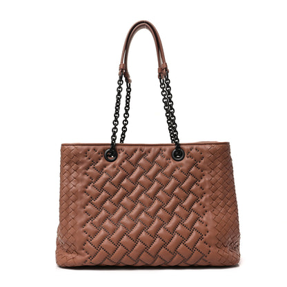 Bottega Veneta Nappa Intrecciato Pied-De-Poule Microstuds Tote Tan 1 of 7