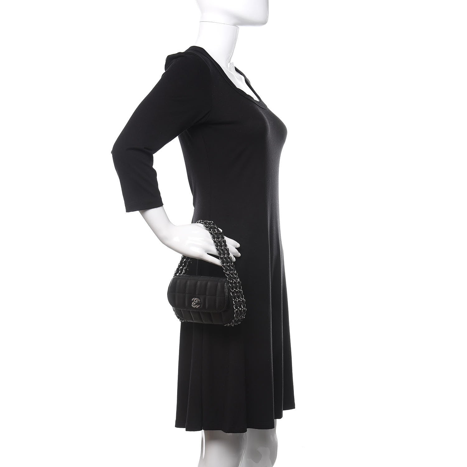 Chanel Lambskin Quilted Chocolate Bar 3 Chain Flap Black 2 of 12