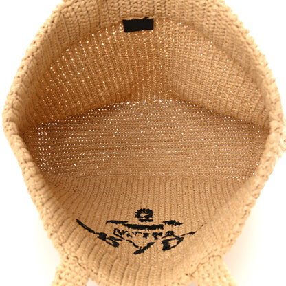 Prada Yarn Raffia Effect Crochet Embroidered Logo Tote Naturale 5 of 10