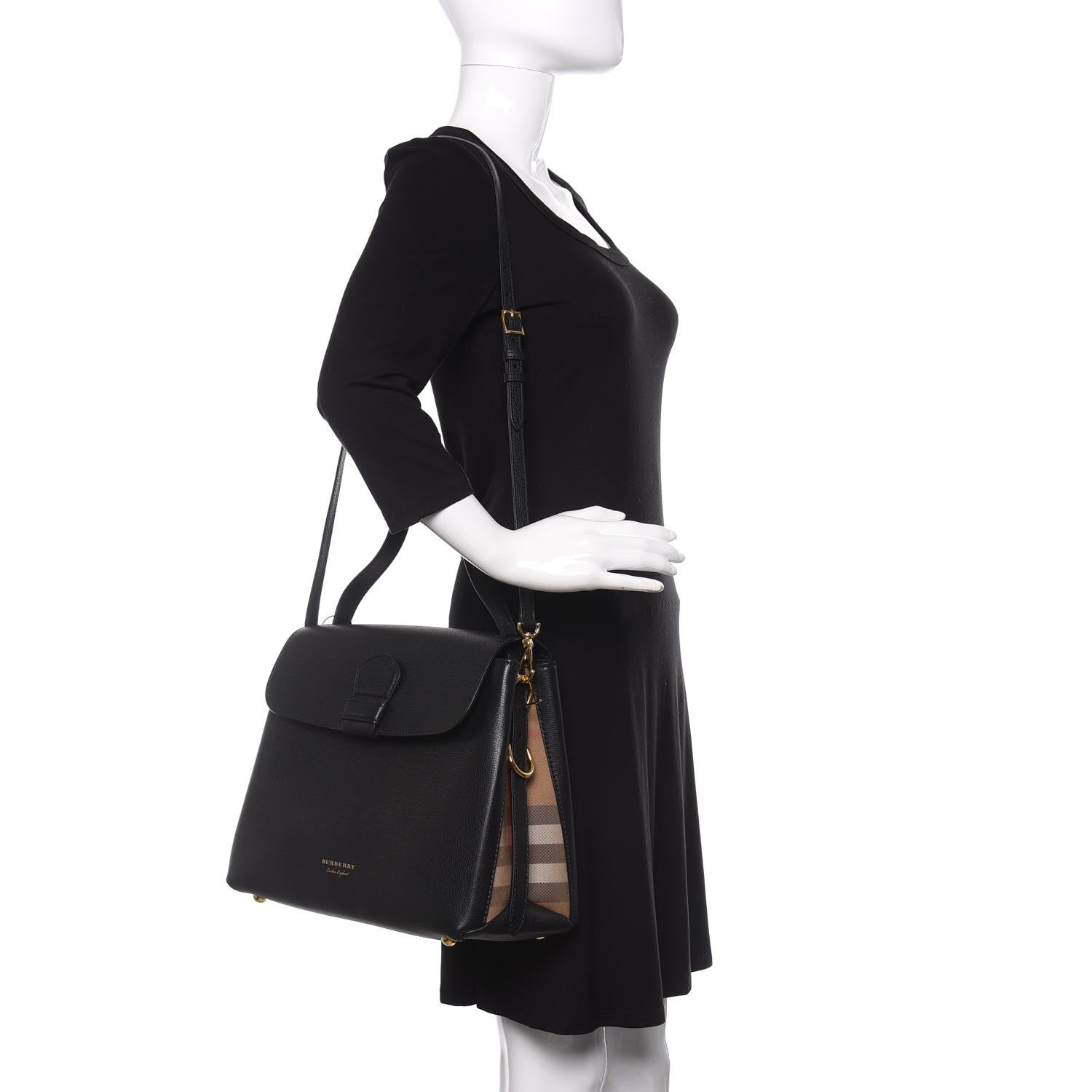 Burberry Derby Calfskin House Check Medium Camberley Black 2 of 11
