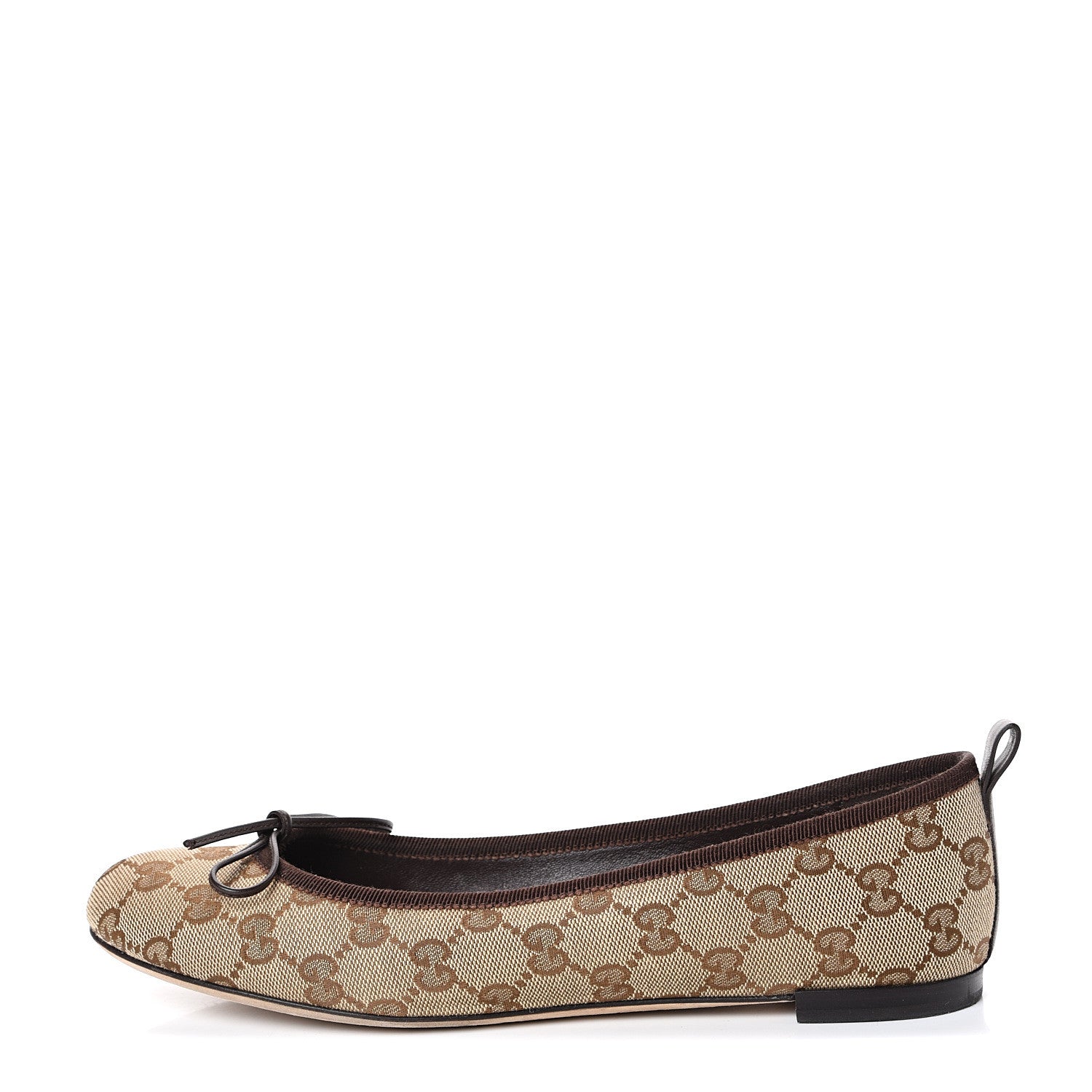 Gucci Monogram Miro Soft Calfskin Ballet Flats 39.5 Beige Ebony Cocoa 1 of 10
