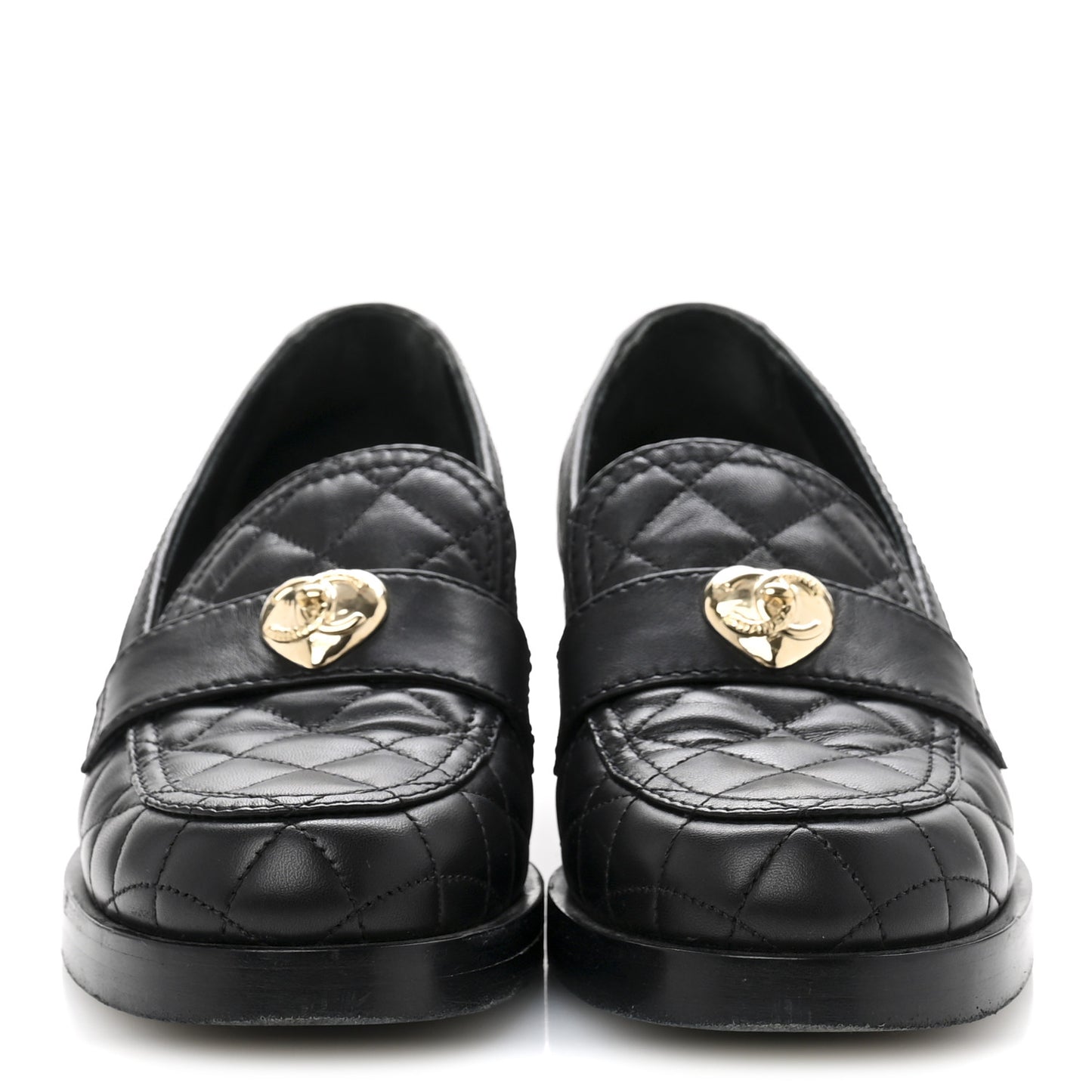 Lambskin Quilted CC Heart Loafers 39 Black