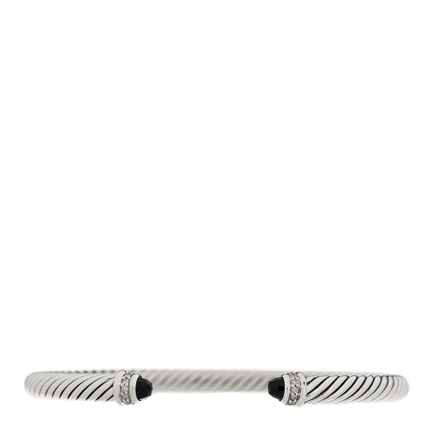 Sterling Silver Diamond Black Onyx 5mm Cable Classics Bracelet