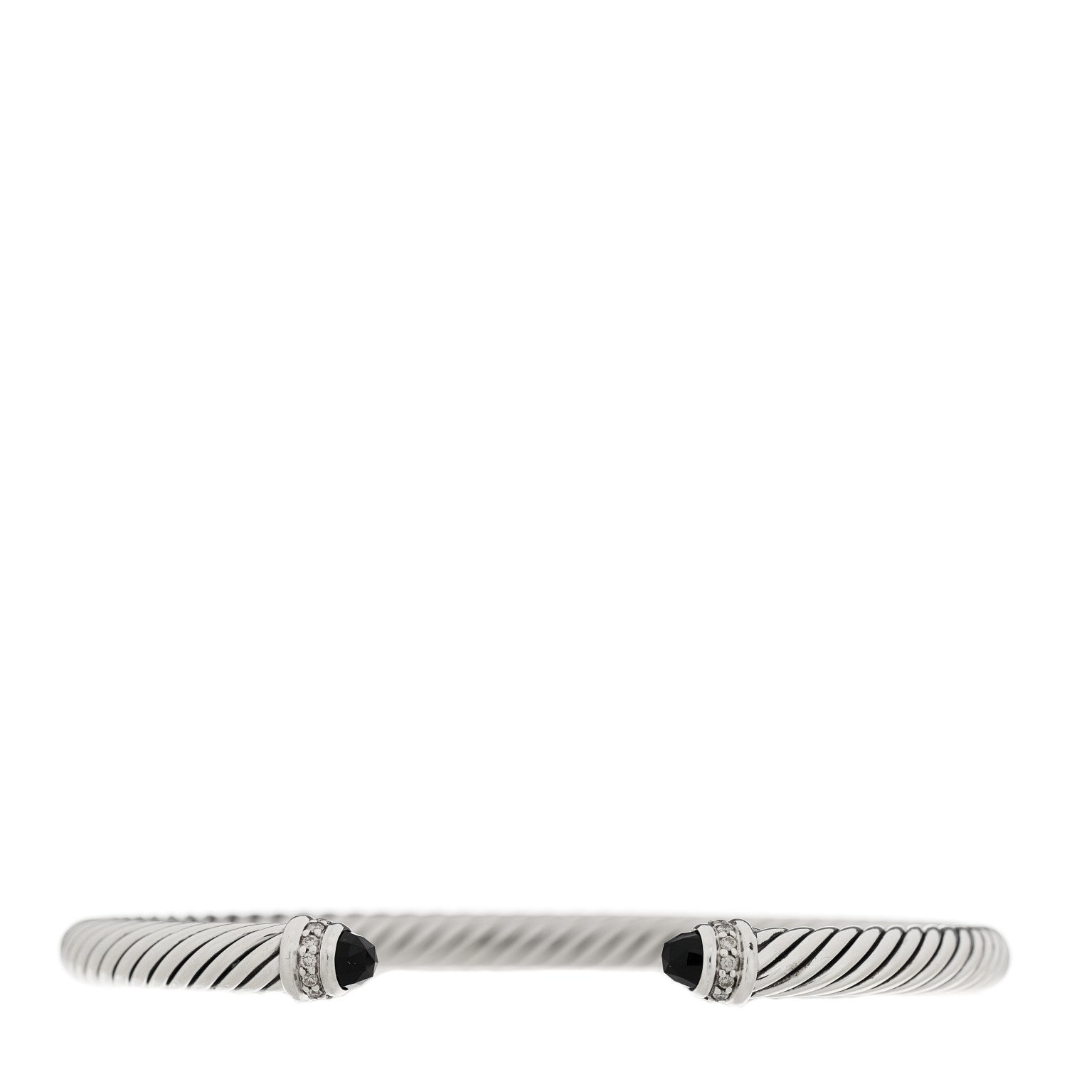 David Yurman Sterling Silver Diamond Black Onyx 5mm Cable Classics Bracelet 1 of 3