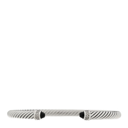 David Yurman Sterling Silver Diamond Black Onyx 5mm Cable Classics Bracelet 1 of 3