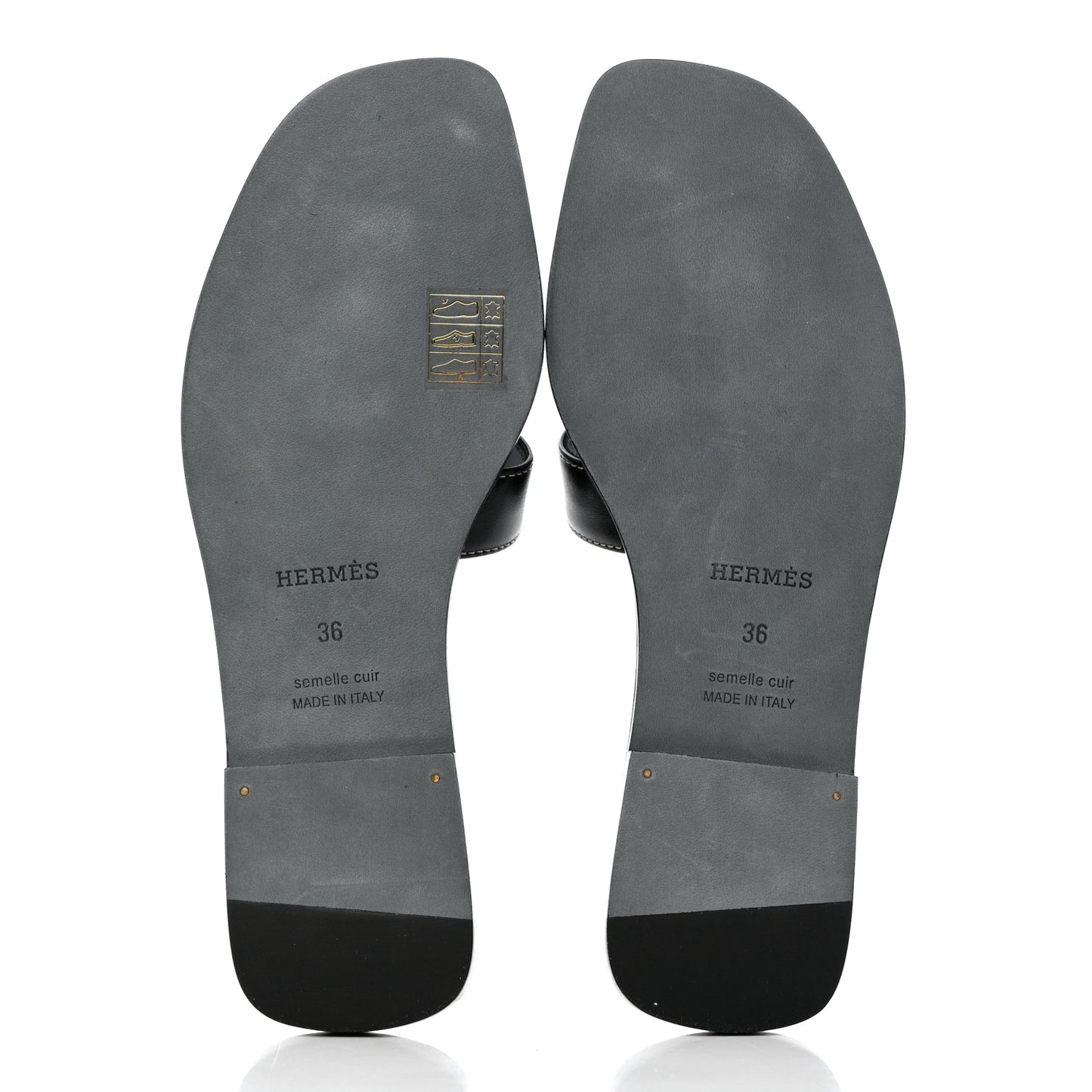 Box Calfskin Oran Sandals 36 Black