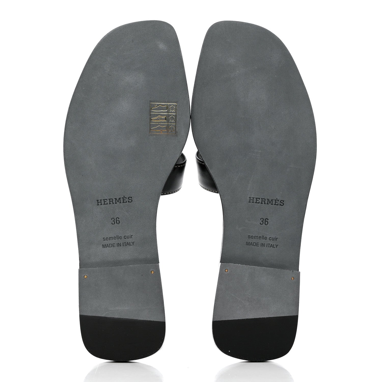 Hermes Box Calfskin Oran Sandals 36 Black 5 of 9