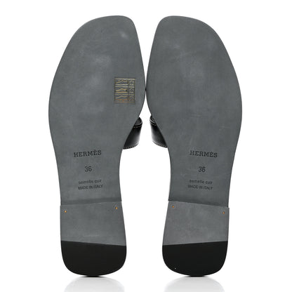 Hermes Box Calfskin Oran Sandals 36 Black 5 of 9