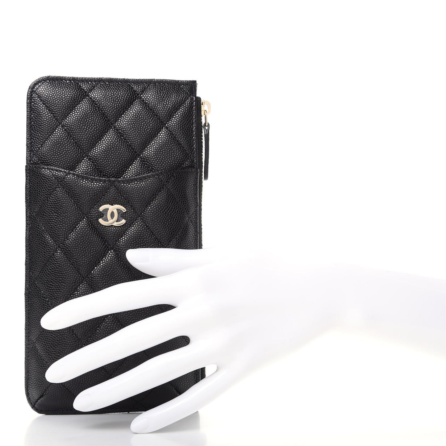 Caviar Quilted Classic Flat Wallet Pouch Black