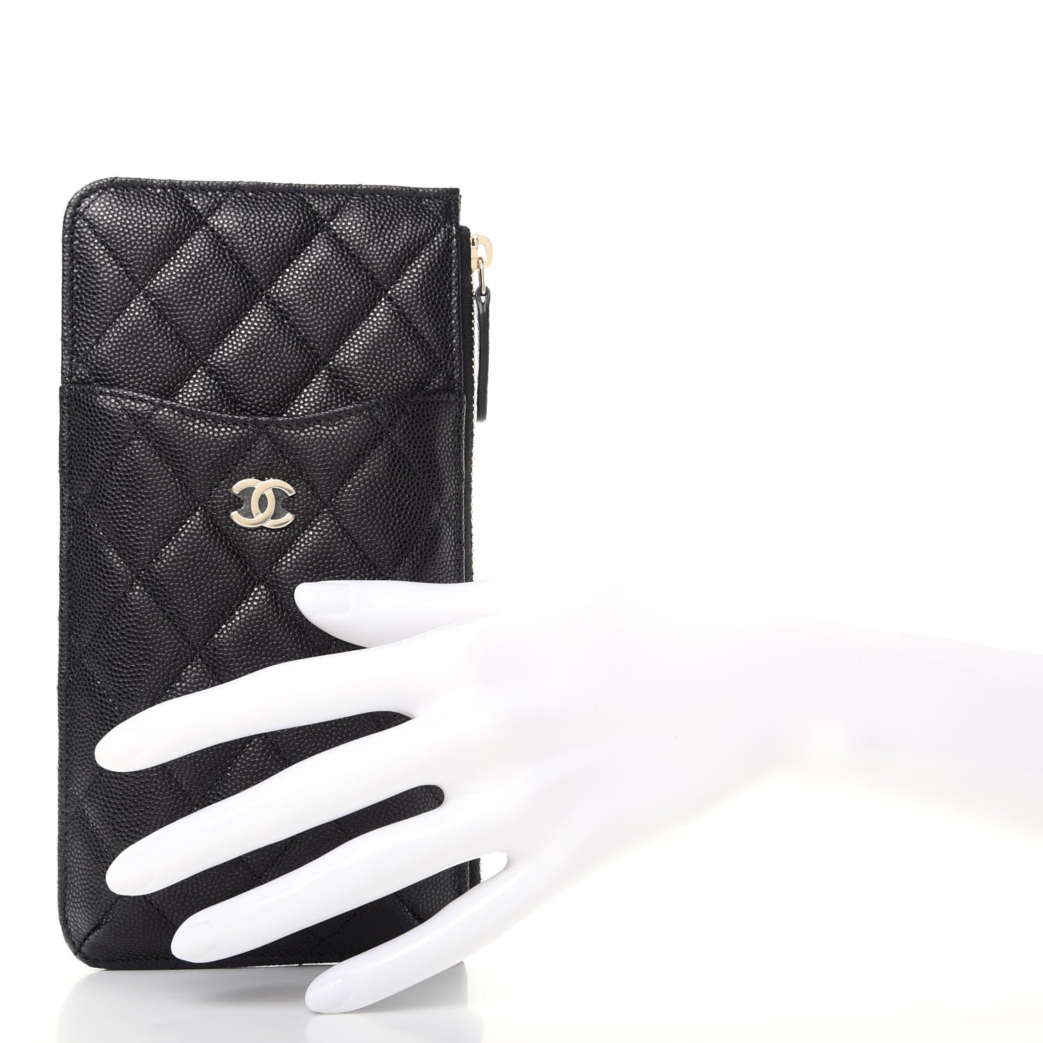 Chanel Caviar Quilted Classic Flat Wallet Pouch Black 2 of 8